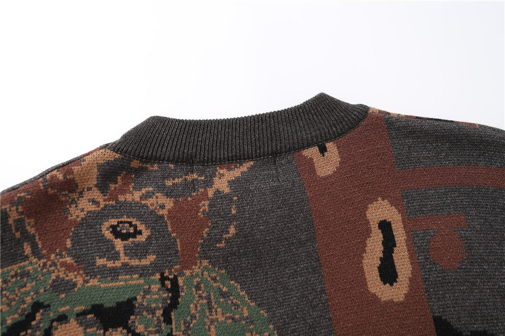 Men's vintage-style jacquard knit sweater