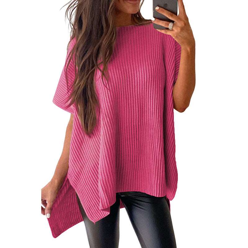 Modern twist casual solid color women's sweater with round neck ideal style!!!