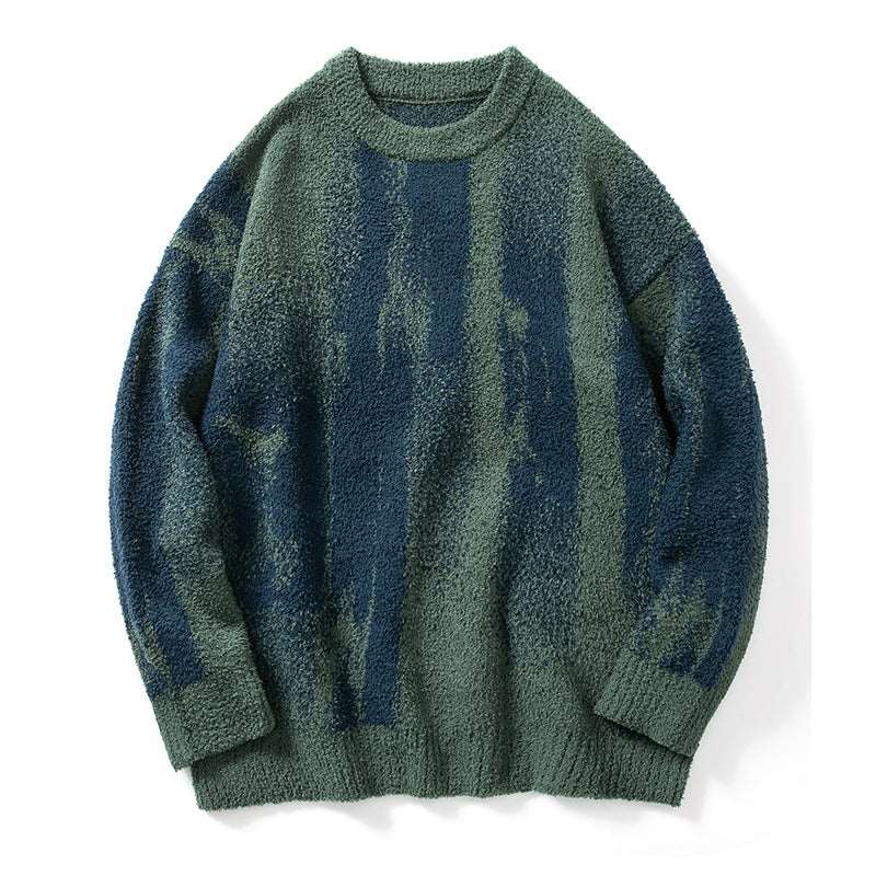 Men's oil painting color-matching sweater, suitable for indoor and outdoor wear