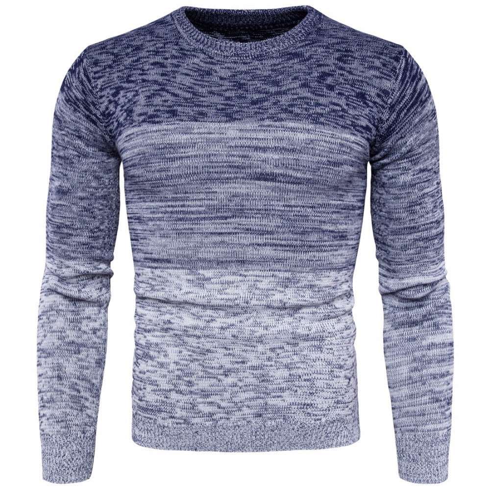 "Men's round neck long-sleeved youth sweater top."