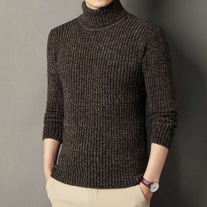 Men's long-sleeved casual sweater with a stand-up collar design