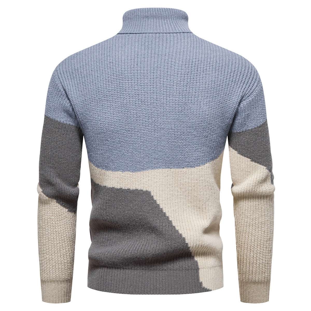 "Men's color-block knitted turtleneck sweater."