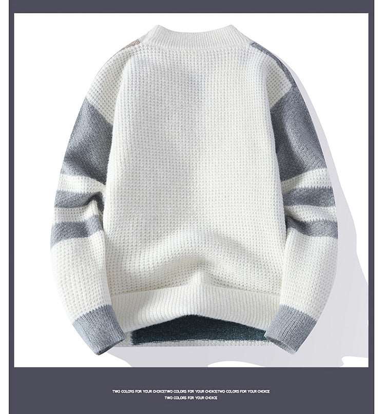 Lego design men's fleece-lined thickened knitting sweater in three colours