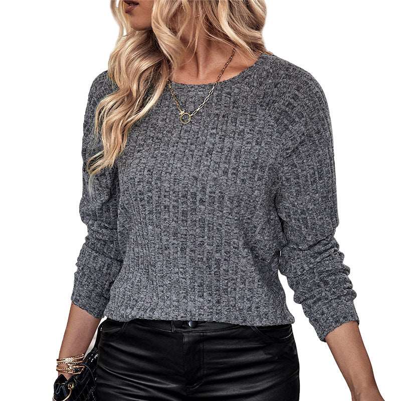 Women's round neck pullover knitted jacquard sweater for leisure and style