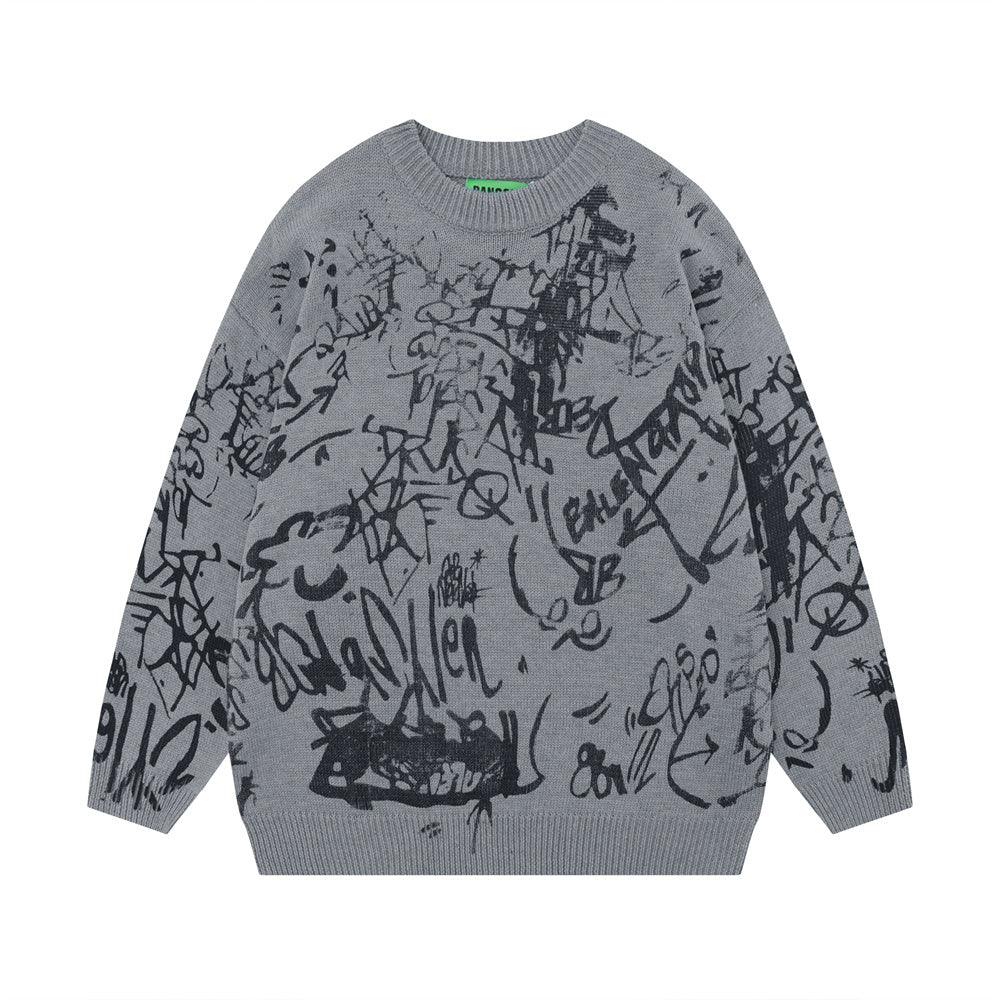 Youth men's sweater with graffiti print