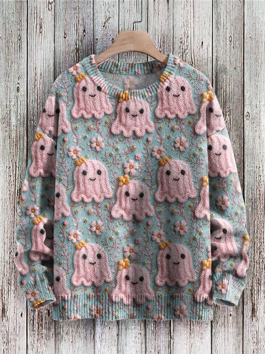 Men's knitted pullover sweaters with ghost series halloween print