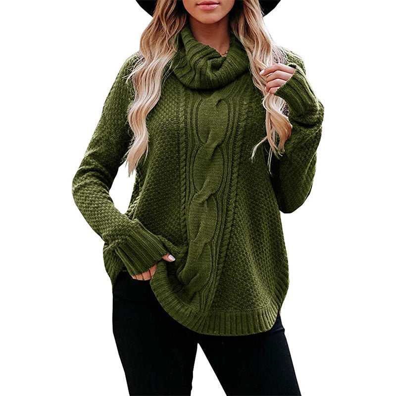 Women's classic style high collar knitted sweater