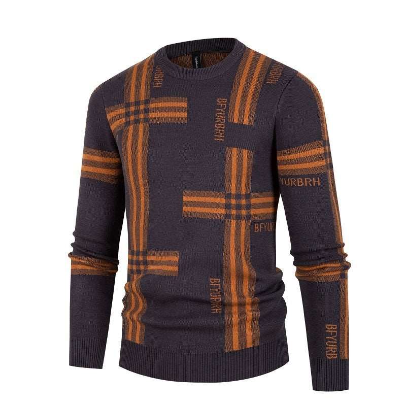 Men's knitted pullover with a round neck, featuring diamond fashion, undercoat style