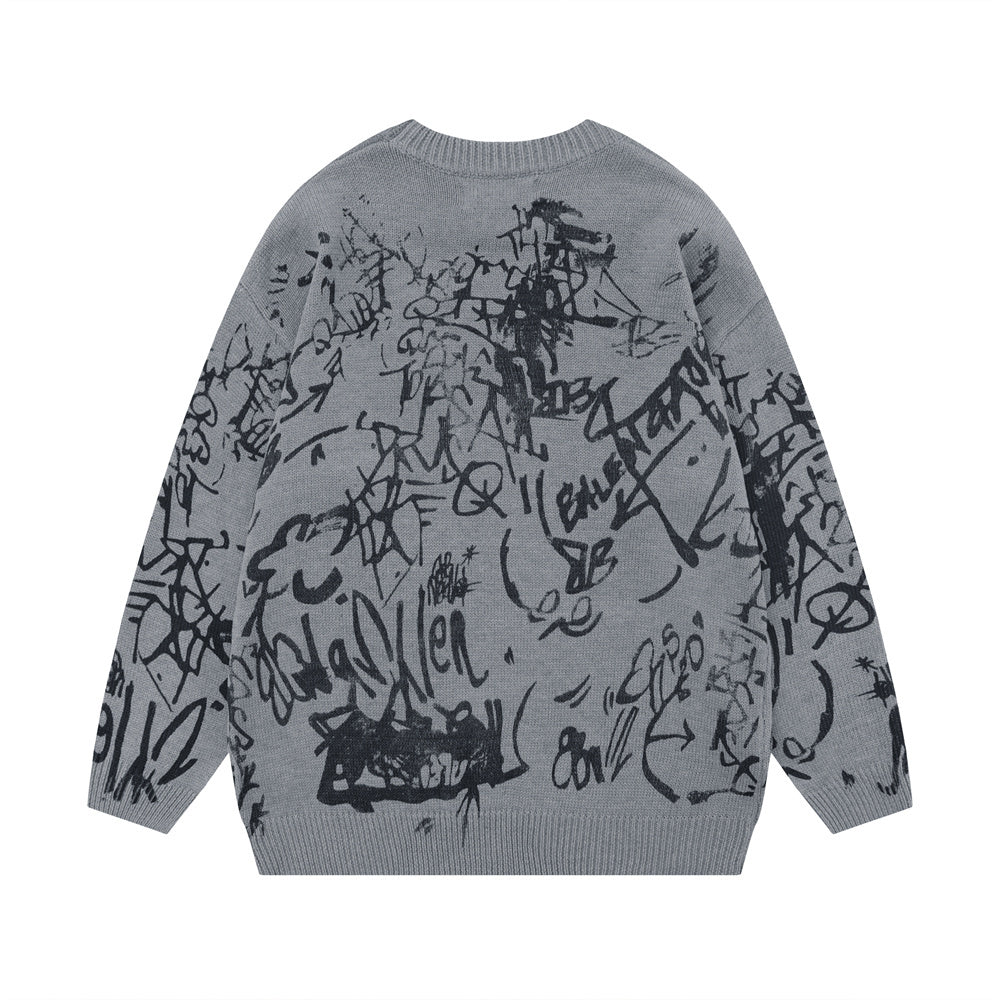 Youth men's sweater with graffiti print