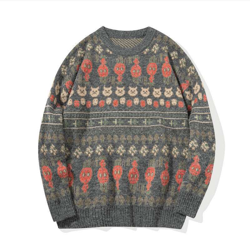 Men's fashion round neck loose knitted sweater