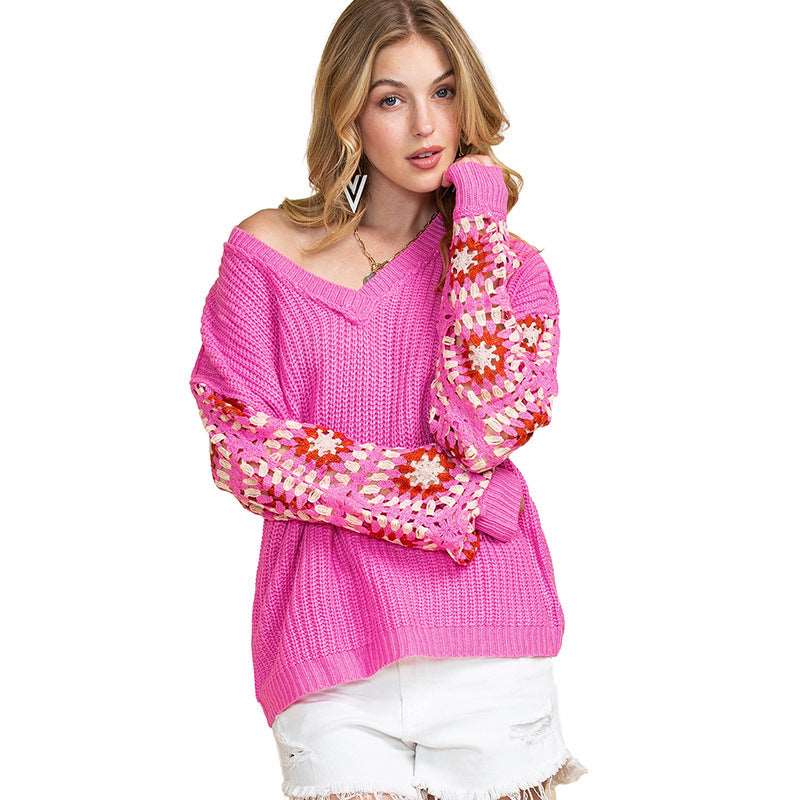 Women's modern crocheted knitted sweater, perfect for casual all-match styling