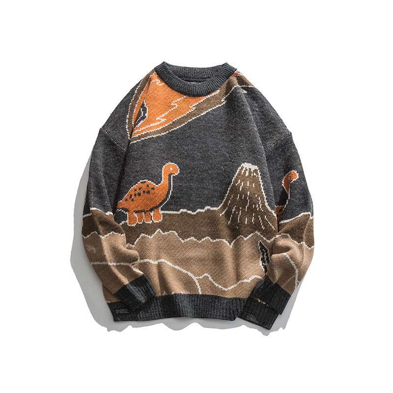 Loose-fit contemporary style men's sweater with a jacquard pattern!!!