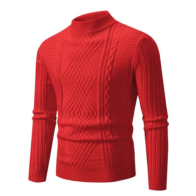 Men's casual solid colours stand-collar knitted sweater