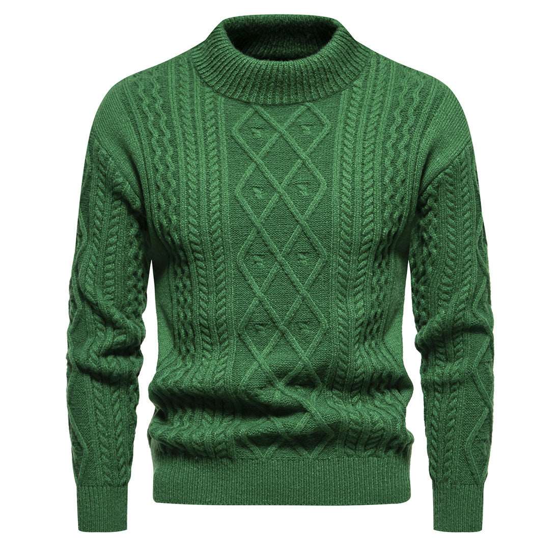 "Men's solid color round neck sweater, a casual chic knit."