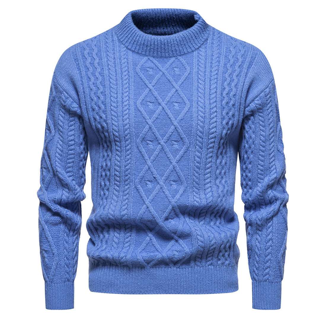 "Men's solid color round neck sweater, a casual chic knit."