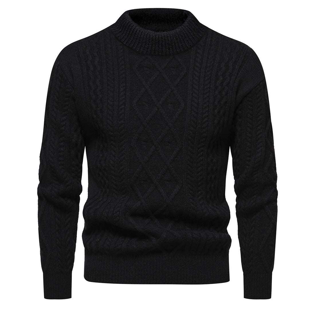 Men's solid color round-neck sweater, a casual chic knit