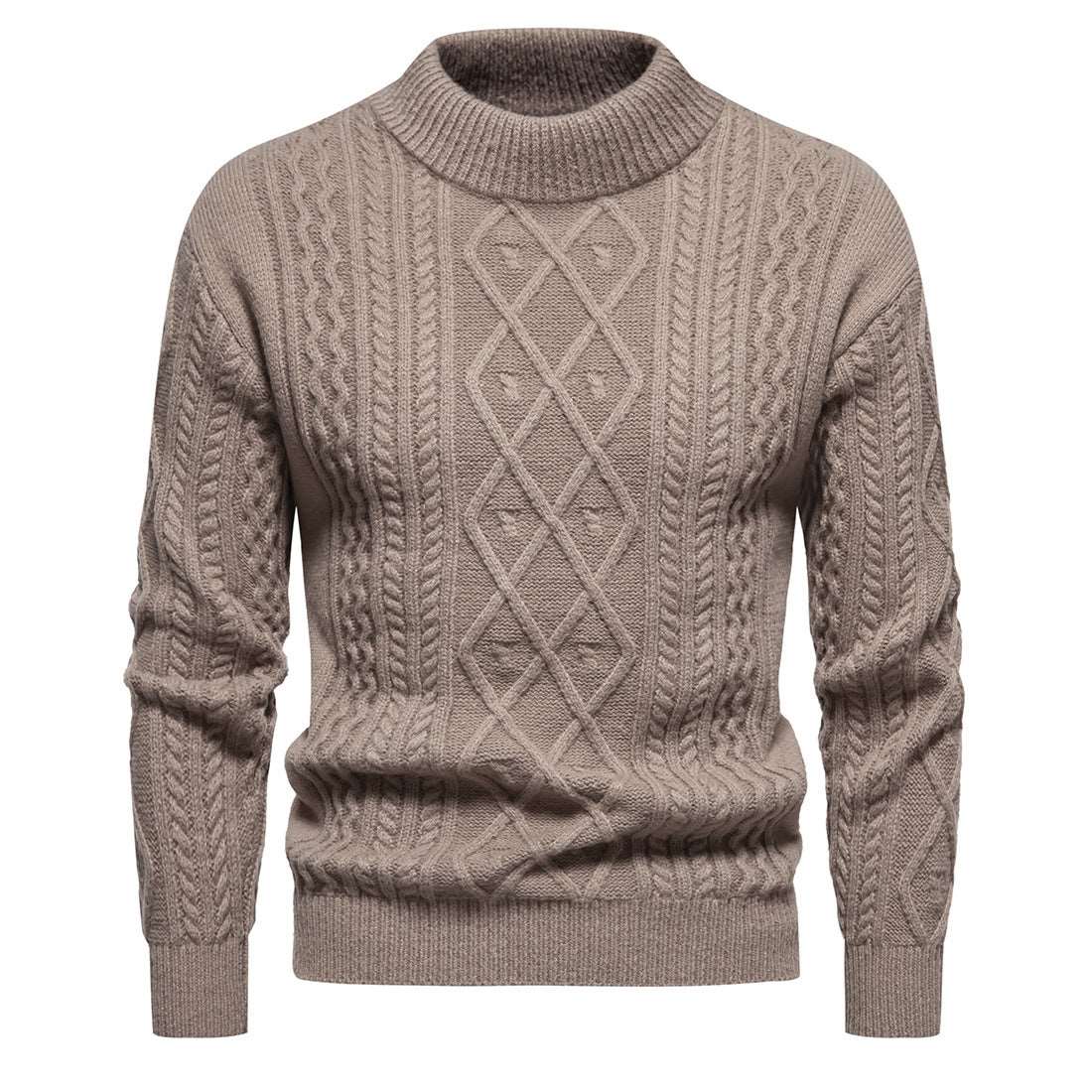 "Men's solid color round neck sweater, a casual chic knit."