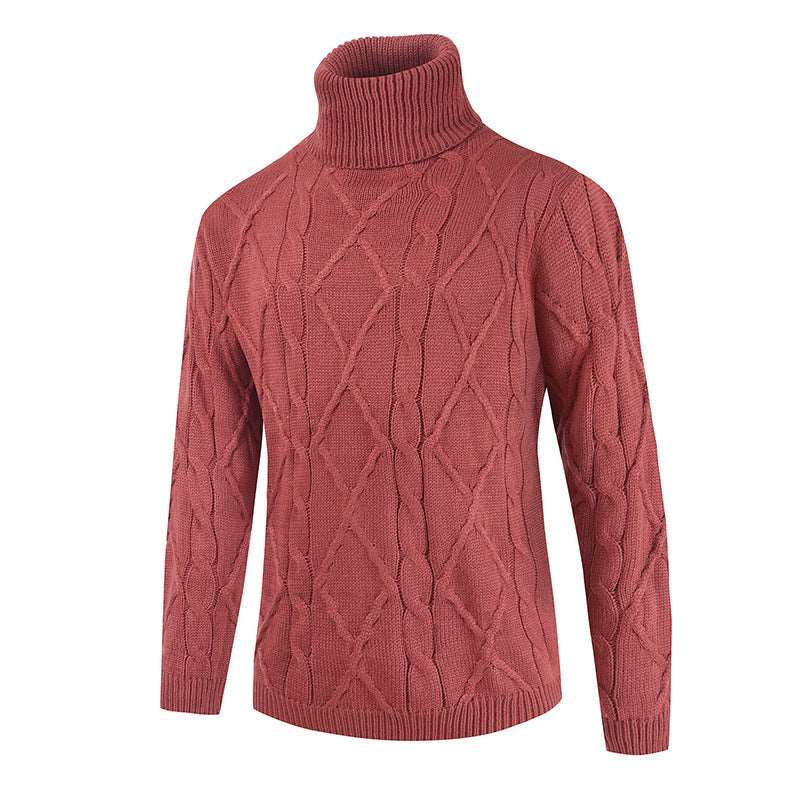 Men's loose solid color turtleneck sweater