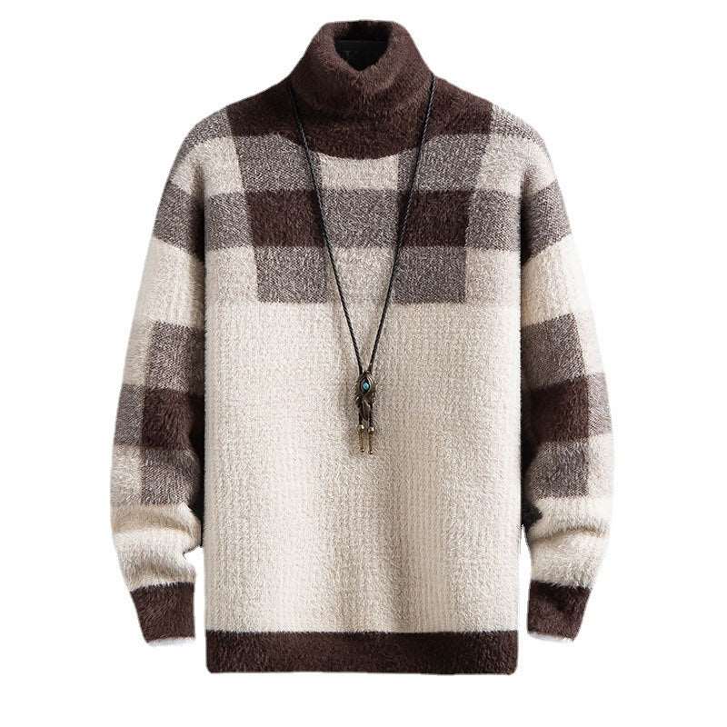 Men's sweater features mink hair, a stylish loose fit, and a plush velvet lining for extra warmth