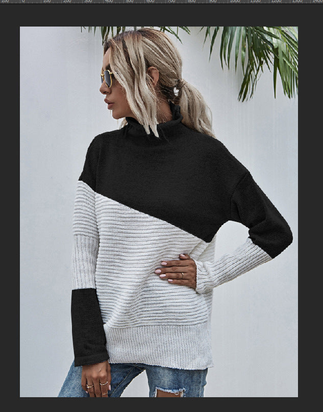 Elegant split colours matching women's sweater