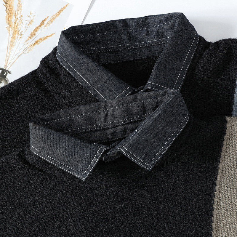 Men's classic thick knit loose sweater shirt