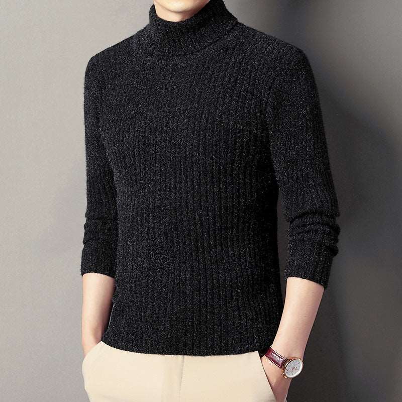 Men's long-sleeved casual sweater with a stand-up collar design