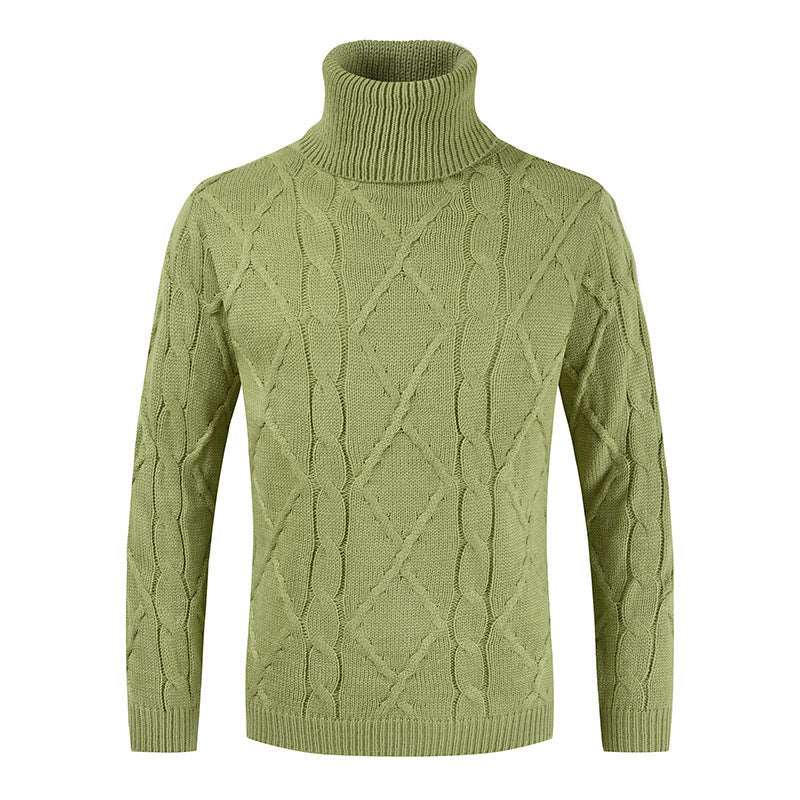 Men's loose solid color turtleneck sweater