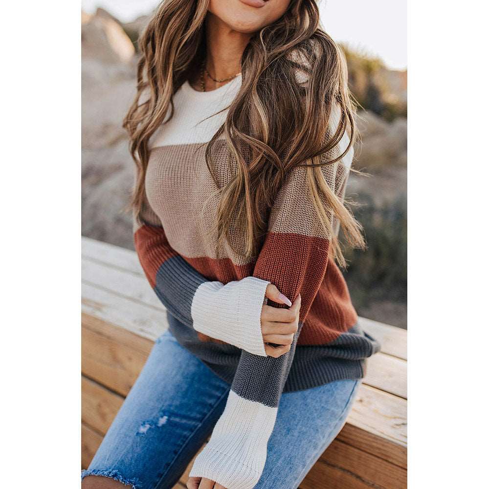 Loose long-sleeved striped wool sweater for women!!!