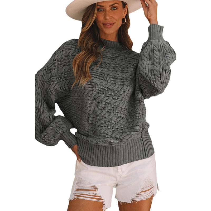 Casual women's sweater with an amazing twist-knitted pattern