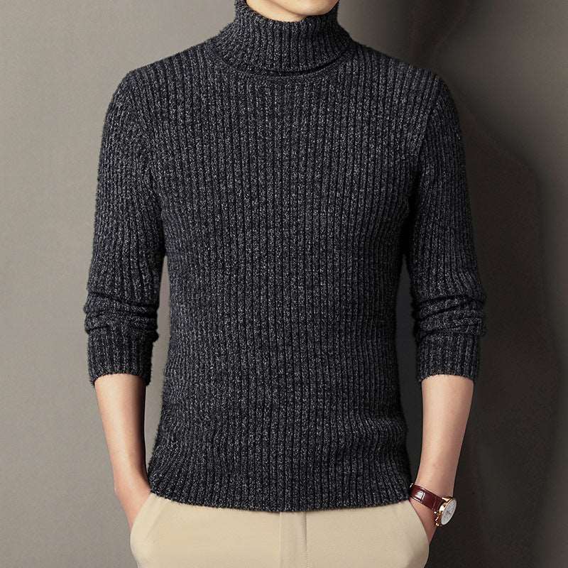 Men's long-sleeved casual sweater with a stand-up collar design