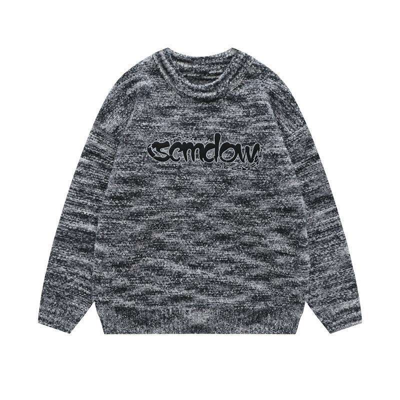 Crew neck sweater for men with letter embroidery