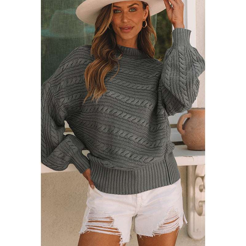 Casual women's sweater with an amazing twist-knitted pattern