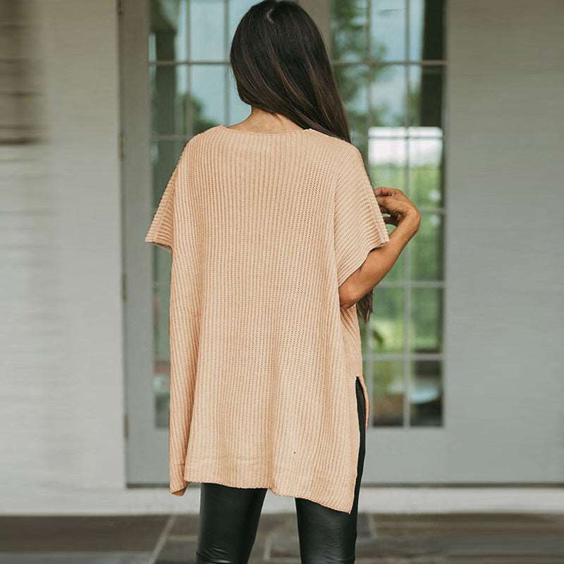 Modern twist casual solid color women's sweater with round neck ideal style!!!