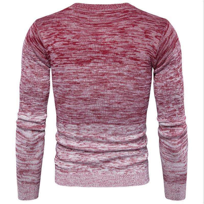 Men's round neck long-sleeved casual sweater in three colors