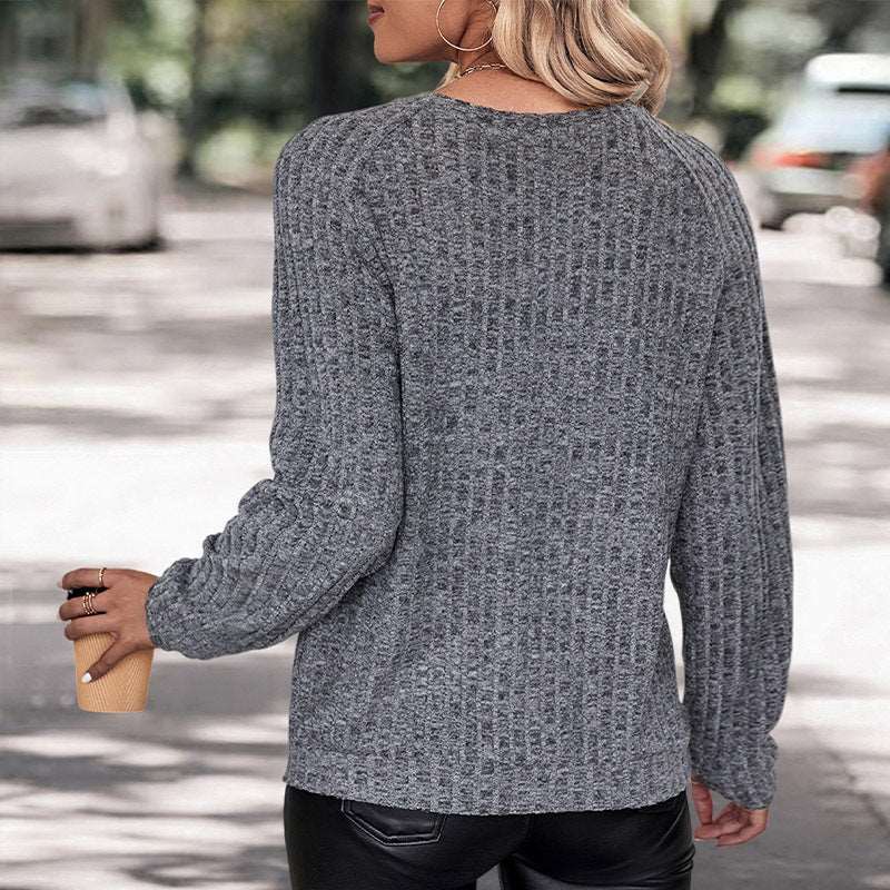 Women's round neck pullover knitted jacquard sweater for leisure and style