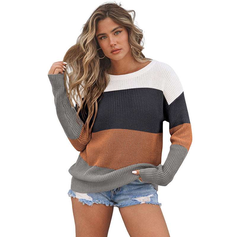 Loose long-sleeved striped wool sweater for women!!!