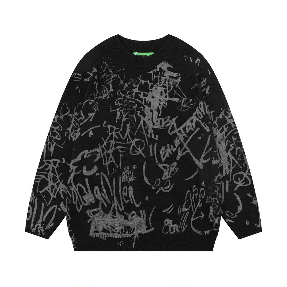 Youth men's sweater with graffiti print