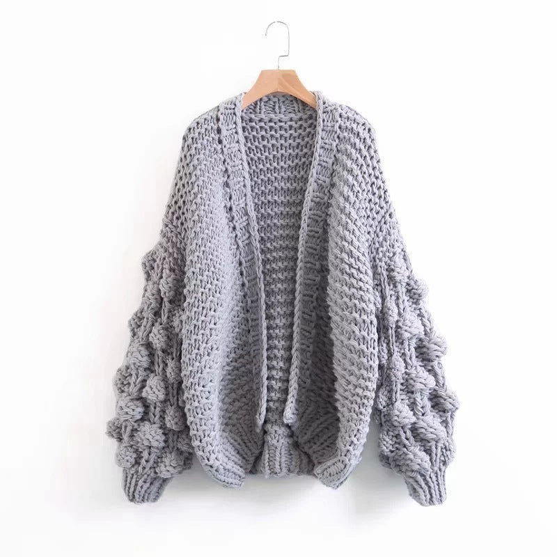 Lazy six-colours thick wool women's sweater coat