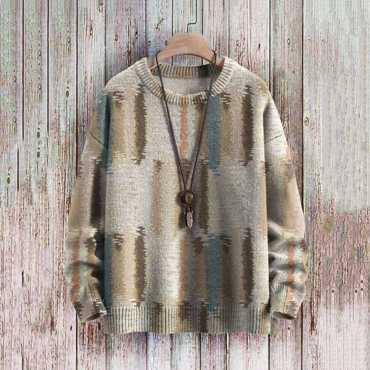 Unisex long sweater for women and men, showcasing an abstract design with a 3D effect and digital printing for a unique and eye-catching look