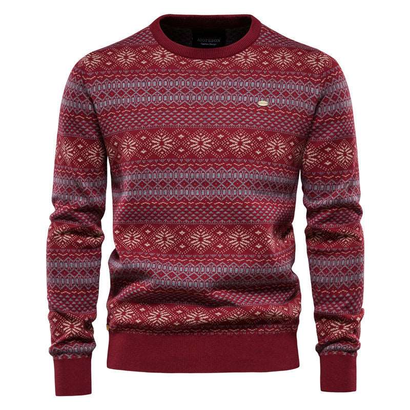 "Men's fashion business casual round neck knitted sweater."