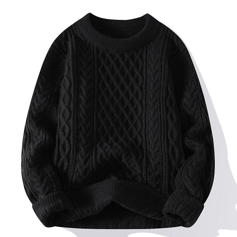 Classic twist-knit men's sweater with a distinctive touch