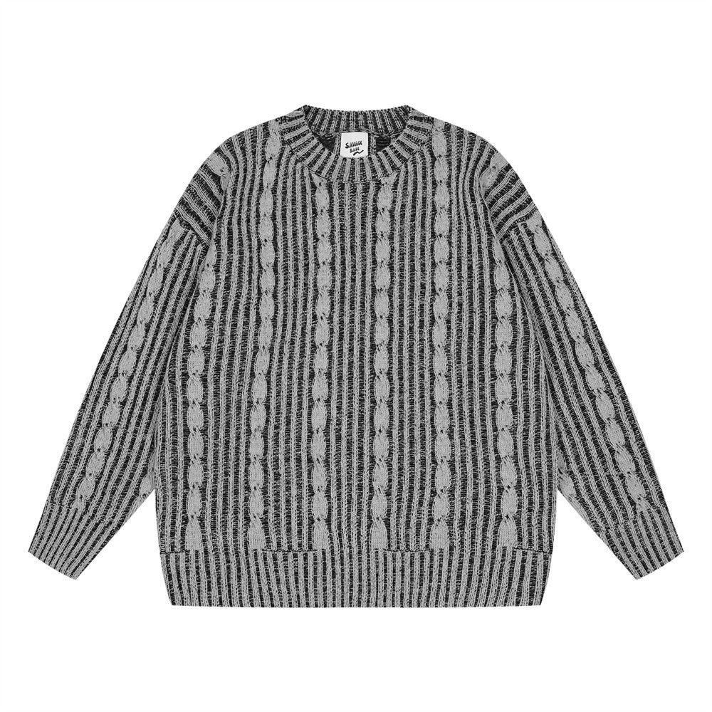 Men's sweater in casual style with vertical stripes