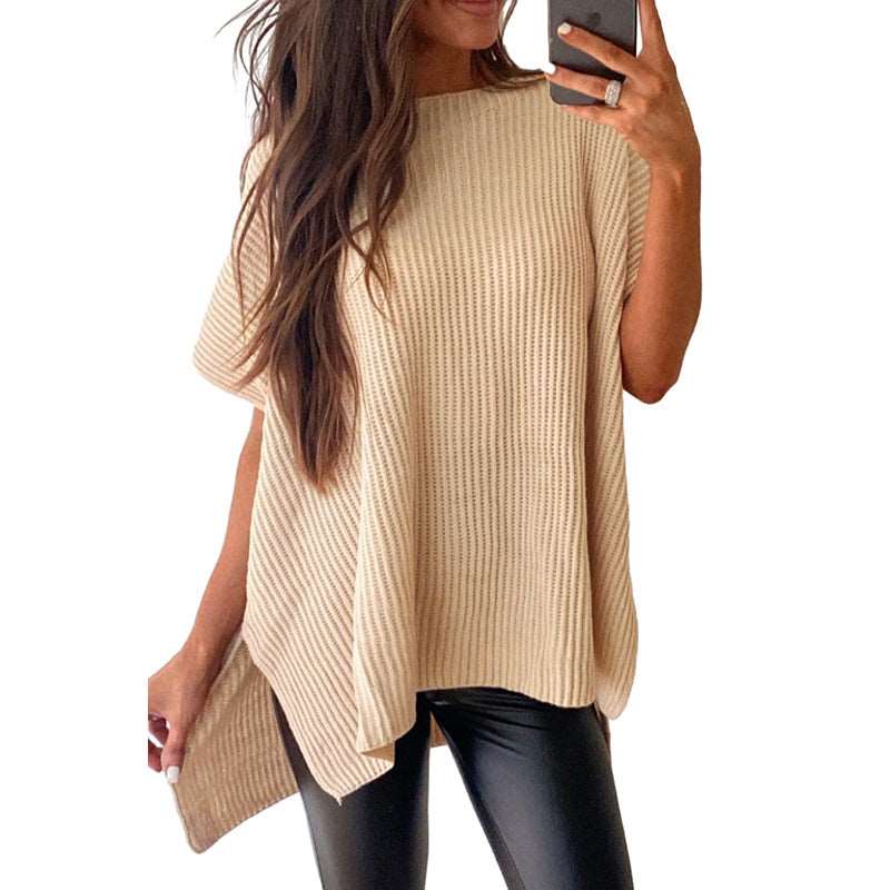 Modern twist casual solid color women's sweater with round neck ideal style!!!