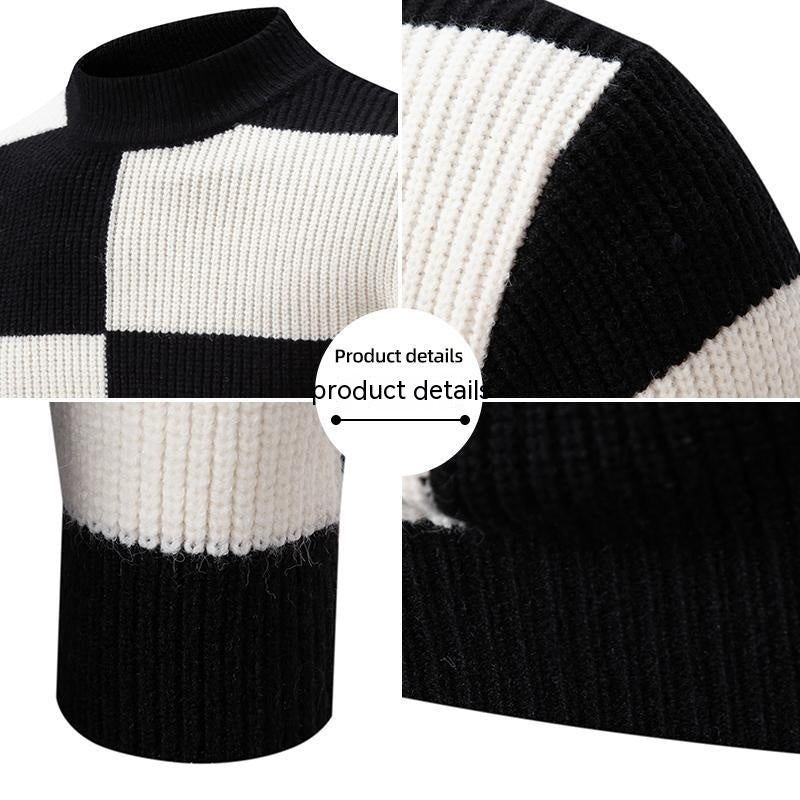 Men's slim-fit half-high collar knitwear, a stylish and casual fashion sweater