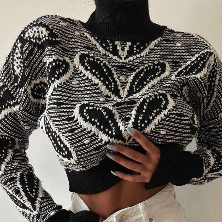 Trendy slim-fit long-sleeved wool sweater for women