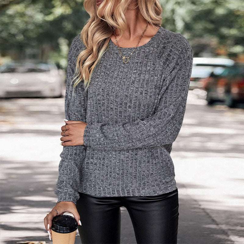 Women's round neck pullover knitted jacquard sweater for leisure and style