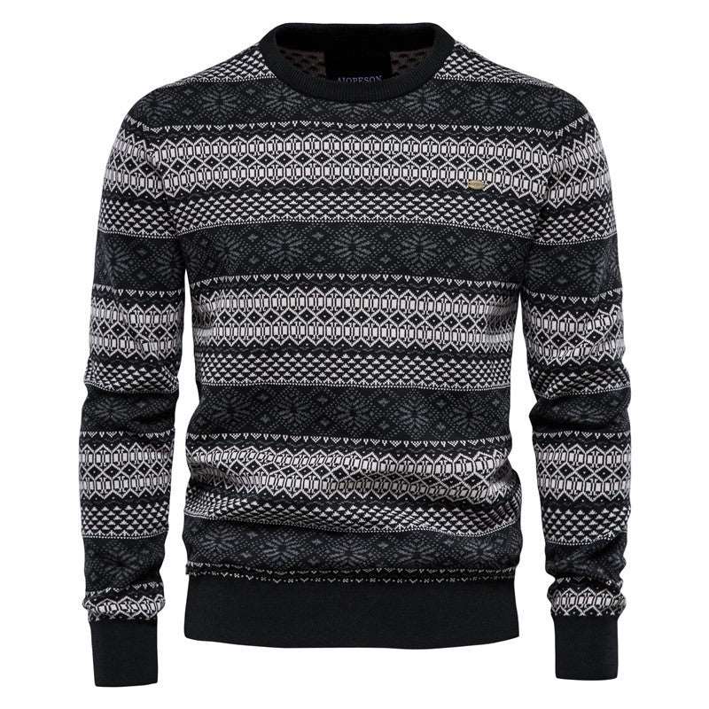 Men's fashion business casual round neck knitted sweater