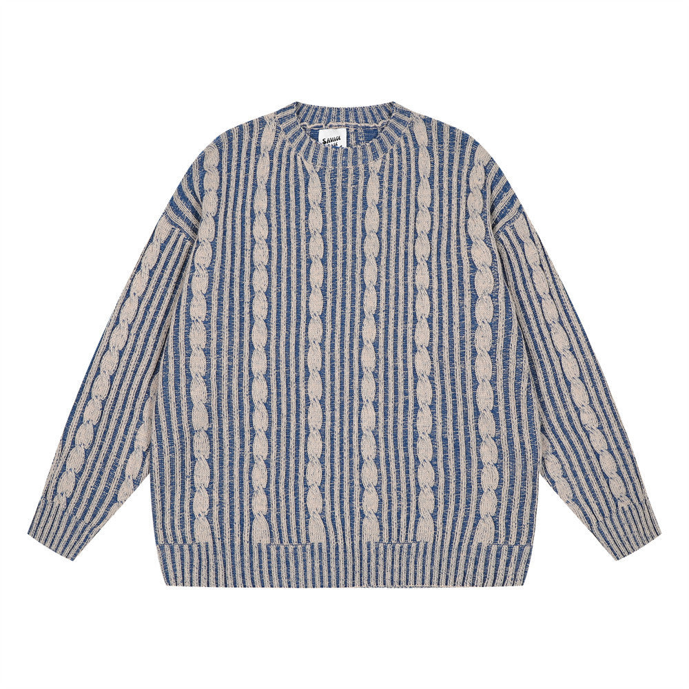 Men's sweater in casual style with vertical stripes