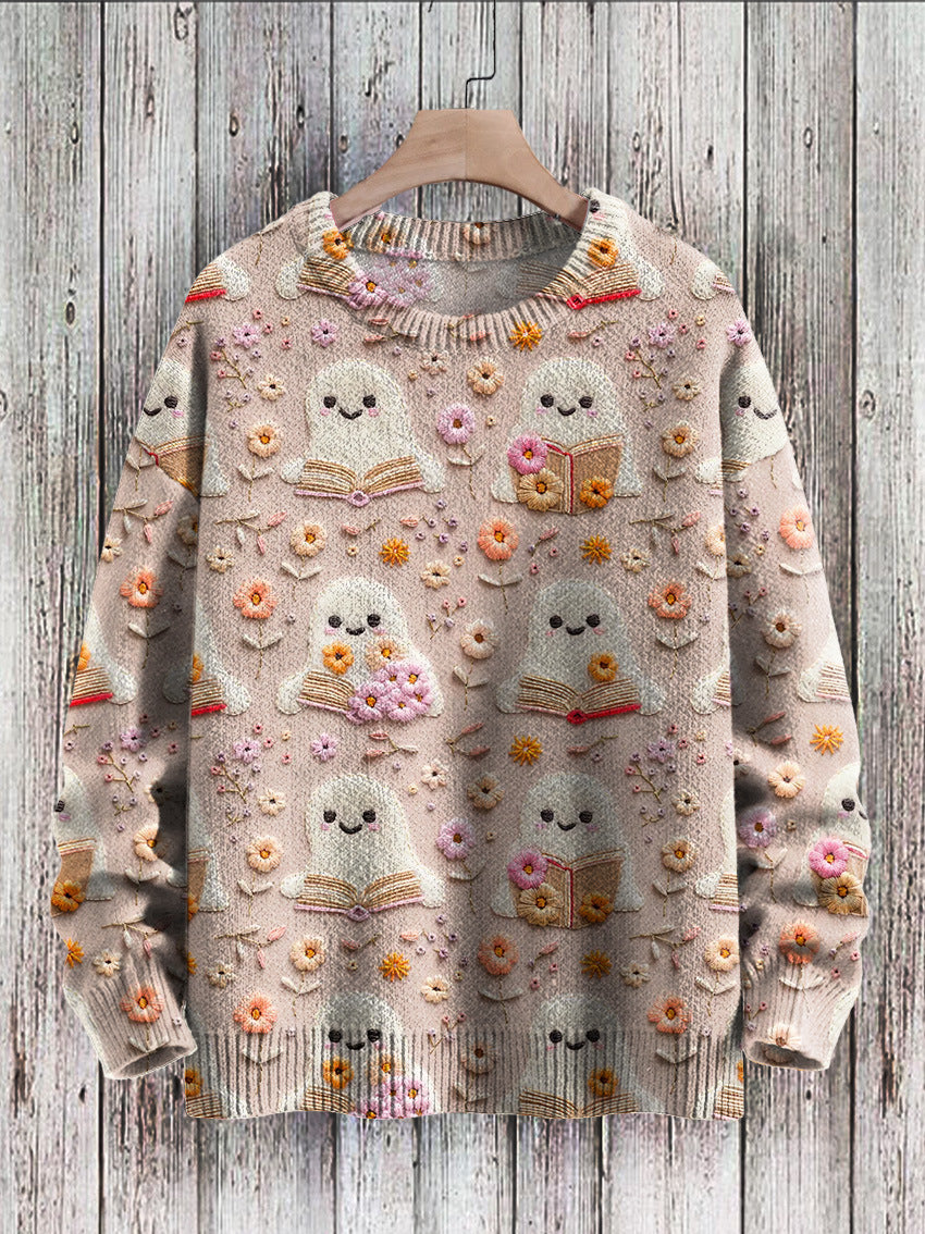 Men's knitted pullover sweaters with ghost series halloween print