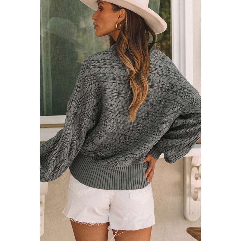 Casual women's sweater with an amazing twist-knitted pattern